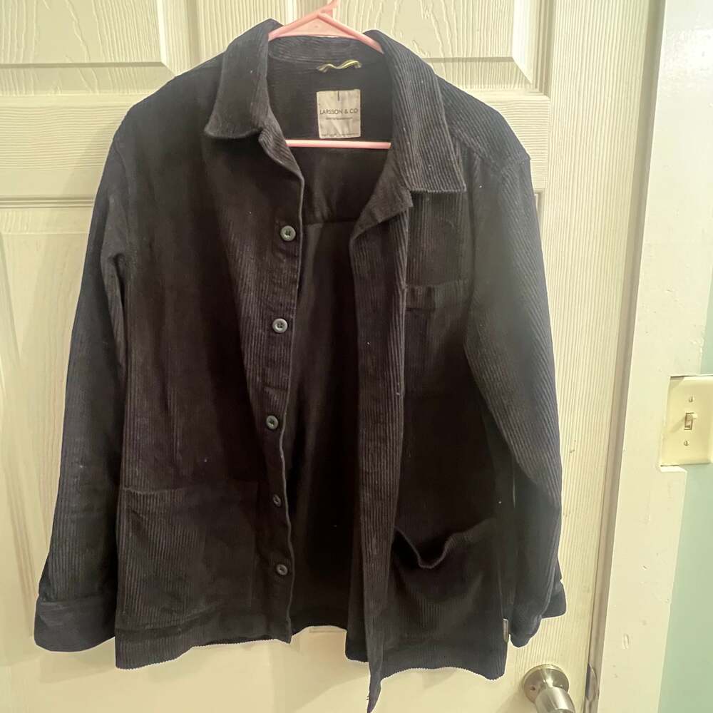 Larsson & Co. Black Corduroy Shacket Size Small Fall Winter Jacket Shirt